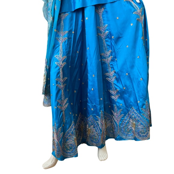 Blue Lengha with Dupatta - Picture 11 of 15